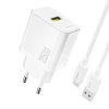 Мережевий зарядний пристрій Dudao A27STEU 25W GaN USB-A з кабелем USB-A - USB-C White (6976625334872)