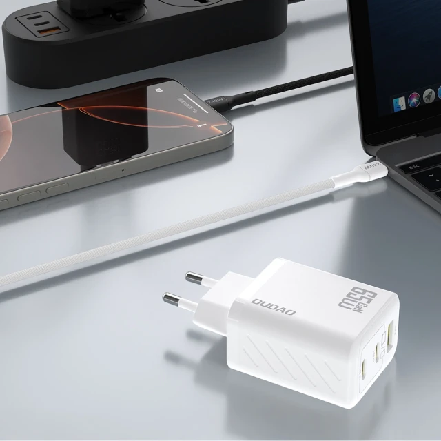 Сетевое зарядное устройство Dudao A29 65W GaN 2x USB-C + USB-A White (A29 white)