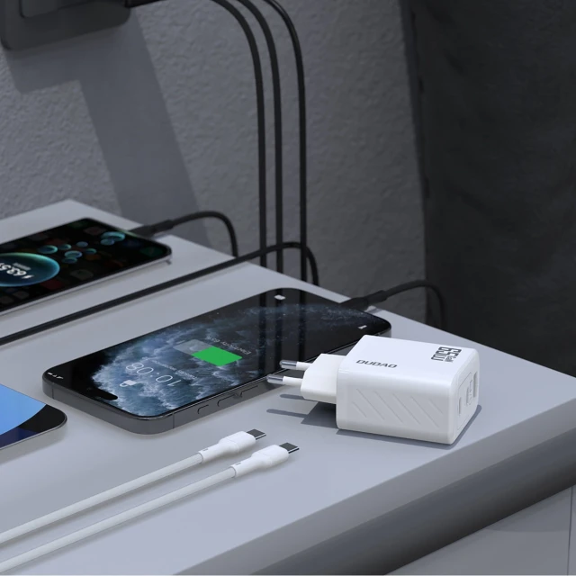 Мережевий зарядний пристрій Dudao A29C 65W GaN White + кабель USB-C (A29C_White)