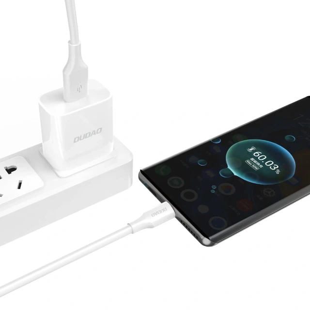 Кабель Dudao L2SM USB-A / micro USB 6A 1.2 м White (6976625335374)
