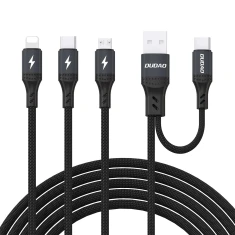 Кабель Dudao L3W USB-A/USB-C до Lightning/USB-C/MicroUSB 66W Black (L3W black)