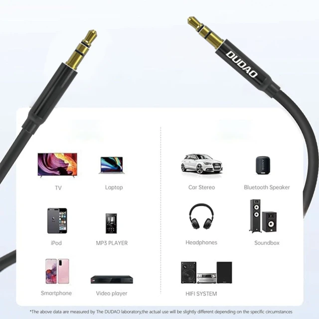 Кабель Dudao AUX mini jack 3.5 mm 1 м White (L12S)