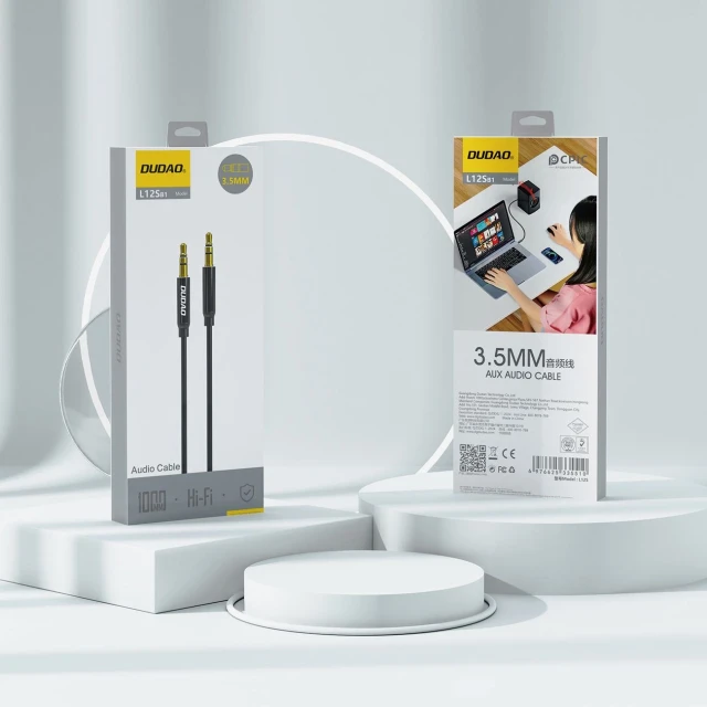 Кабель Dudao AUX mini jack 3.5 mm 1 м White (L12S)