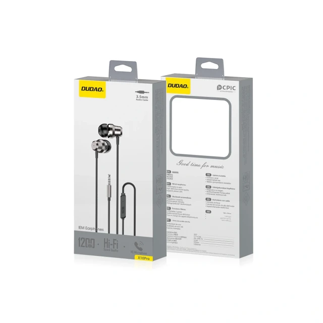 Навушники Dudao X10PRO провідні 3.5mm mini jack чорні (X10PRO-black)