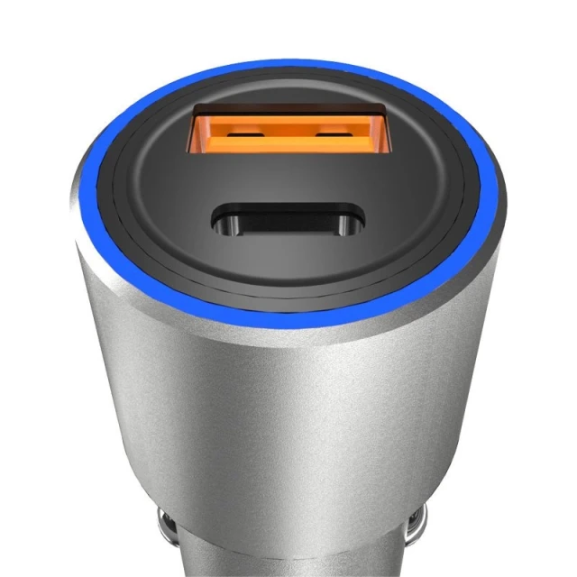 Автозарядний пристрій Dudao R4PQ USB/USB Type-C швидка зарядка 22,5 Вт Grey (6976625335732)