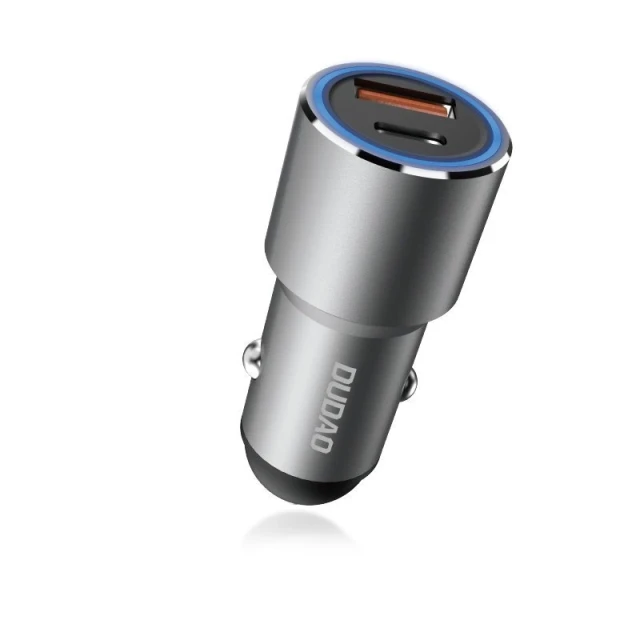 Автозарядний пристрій Dudao R4PQ USB/USB Type-C швидка зарядка 22,5 Вт Grey (6976625335732)