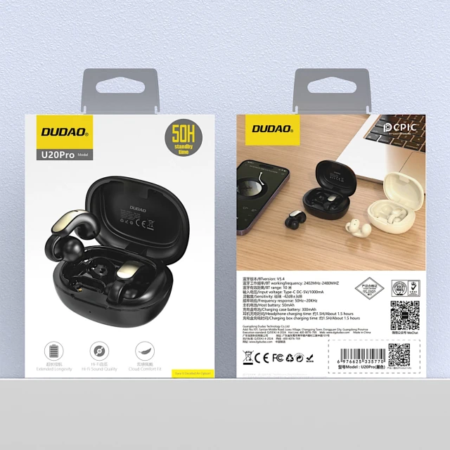 Навушники Dudao U20PRO Bluetooth Black (U20PRO_Black)