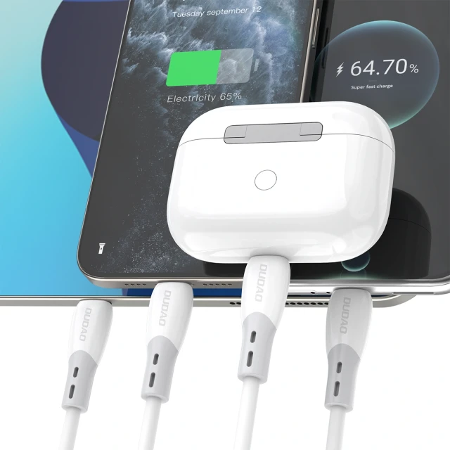 Кабель Dudao L25SC 60 W USB-C - USB-C 1 м Білий (6976625336326)