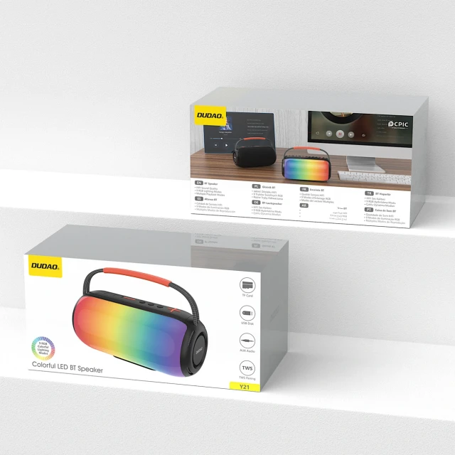 Беспроводная колонка Dudao Y21 с RGB подсветкой Bluetooth 5.3 Black (6976625336395)