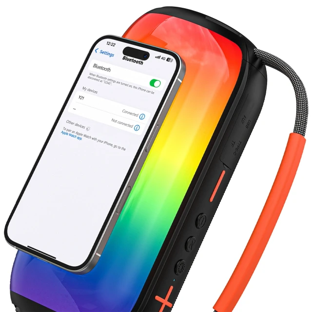 Беспроводная колонка Dudao Y21 с RGB подсветкой Bluetooth 5.3 Black (6976625336395)