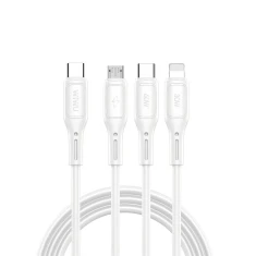 Кабель 3в1 USB C to USB C, Micro USB, Lightning Wiwu 60W Wi-C046E 1m White (6976975616130)