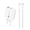Мережевий зарядний пристрій Hurtel A6MaxL 20W USB-A USB-C з кабелем USB-C - USB-C 1m White (6977196680184)