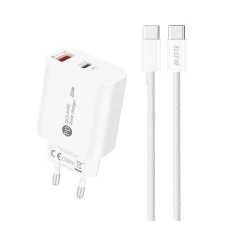 Сетевое зарядное устройство Hurtel A6MaxL 20W USB-A USB-C с кабелем USB-C - USB-C 1m White (6977196680184)