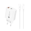 Мережевий зарядний пристрій Hurtel A6MaxL 20W USB-A USB-C з кабелем USB-C - Lightning 1m White (6977196680191)