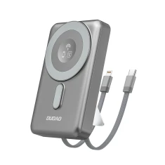 Powerbank Dudao K29 10000mAh PD 20W з металевим корпусом, підставкою та вбудованими кабелями USB-C/Lightning Grey (K29-G)