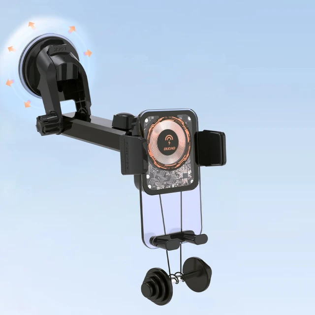 Автотримач Dudao F19 з бездротовою зарядкою 15W чорний (6977196680986)
