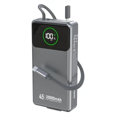 Powerbank Dudao K31 Pro 45W 20000mAh з вбудованим кабелем USB-C Сірий (K31Pro)