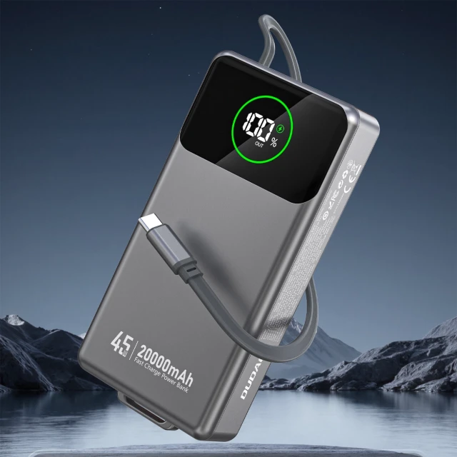 Powerbank Dudao K31 Pro 45W 20000mAh со встроенным кабелем USB-C Серый (K31Pro)
