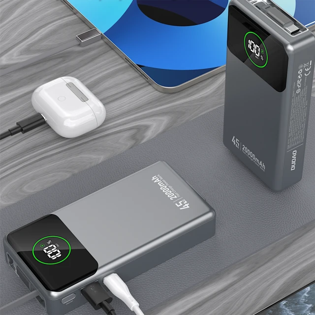 Powerbank Dudao K31 Pro 45W 20000mAh со встроенным кабелем USB-C Серый (K31Pro)