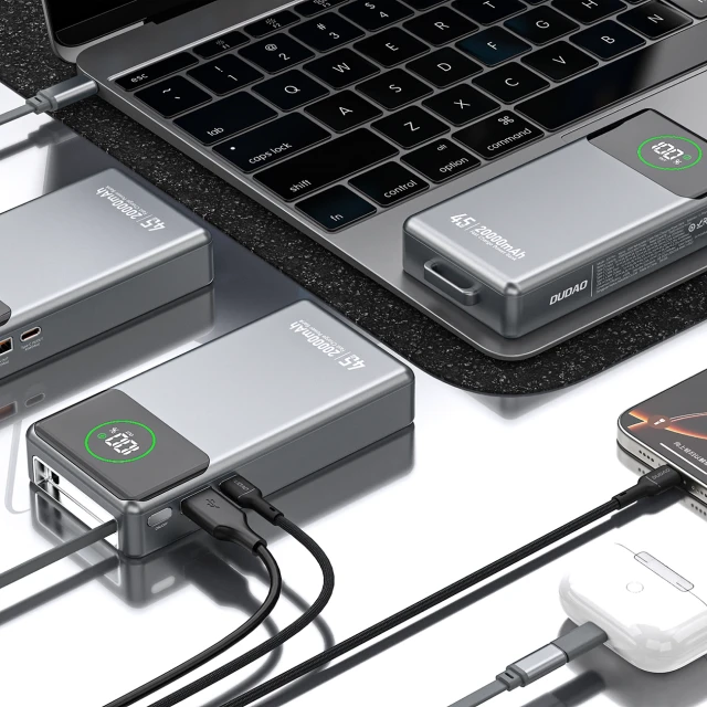 Powerbank Dudao K31 Pro 45W 20000mAh со встроенным кабелем USB-C Серый (K31Pro)
