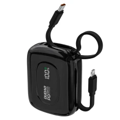 Powerbank Dudao K32 10000 mAh з вбудованим кабелем USB-C/Lightning Чорний (K32 black)