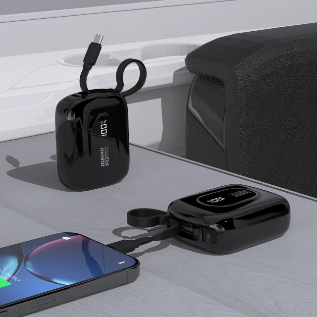 Powerbank Dudao K32 10000 mAh з вбудованим кабелем USB-C/Lightning Чорний (K32 black)