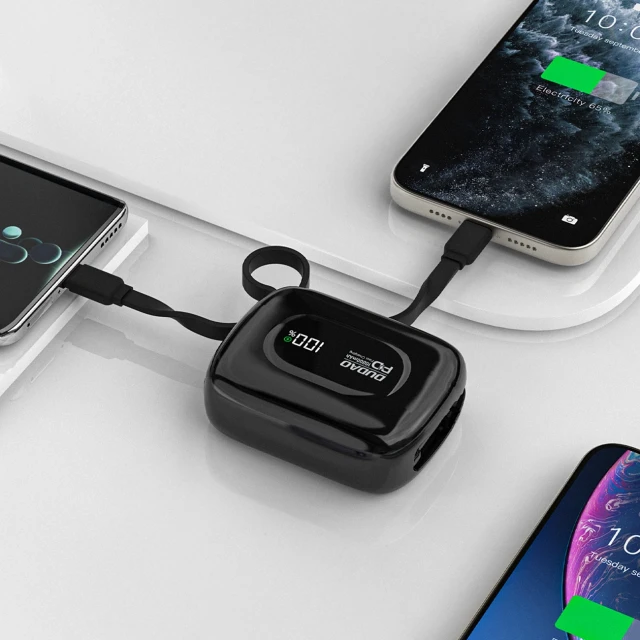 Powerbank Dudao K32 10000 mAh з вбудованим кабелем USB-C/Lightning Чорний (K32 black)