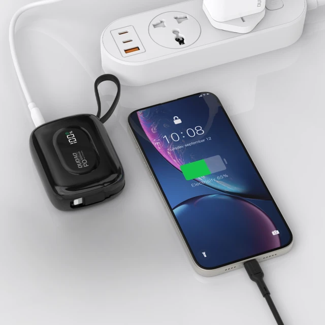 Powerbank Dudao K32 10000 mAh з вбудованим кабелем USB-C/Lightning Чорний (K32 black)