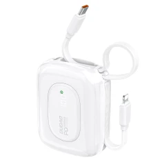 Powerbank Dudao K32 10000 mAh з вбудованим кабелем USB-C/Lightning Білий (K32 white)