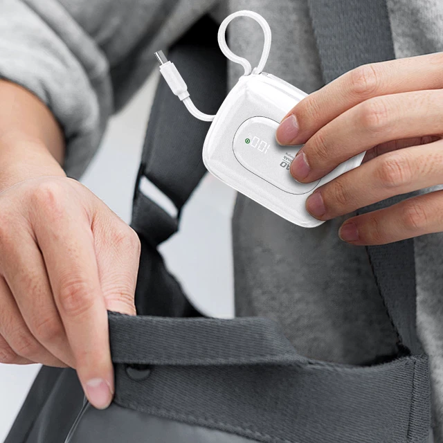 Powerbank Dudao K32 10000 mAh з вбудованим кабелем USB-C/Lightning Білий (K32 white)