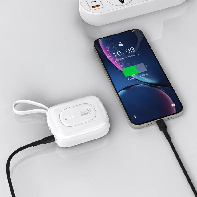 Powerbank Dudao K32 10000 mAh з вбудованим кабелем USB-C/Lightning Білий (K32 white)