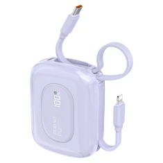 Powerbank Dudao K32 10000 mAh з вбудованим кабелем USB-C/Lightning Фіолетовий (K32 purple)