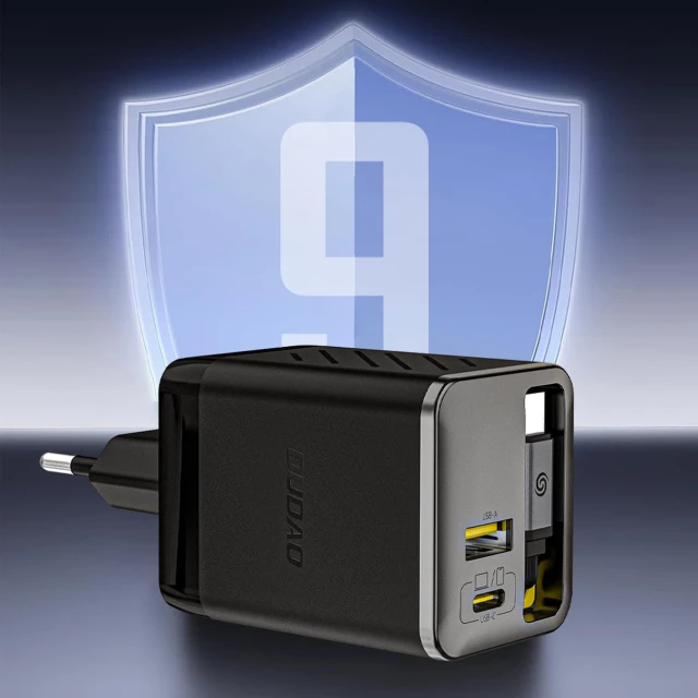 Зарядное устройство Dudao A67EU GaN 67W со встроенным кабелем USB-C Power Delivery Quick Charge Black (A67EU)