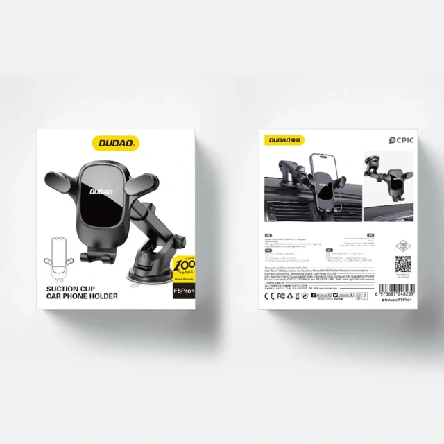 Автодержатель Dudao F5PRO+ с присоской Black (6977196682386)