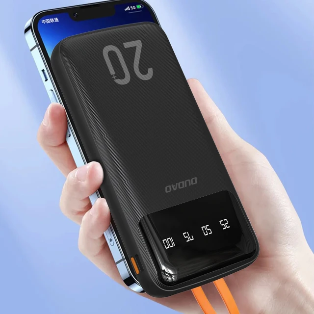 Павербанк Dudao K6Pro+ 20000 mAh з 3 вбудованими кабелями Black (K6Pro+-black)