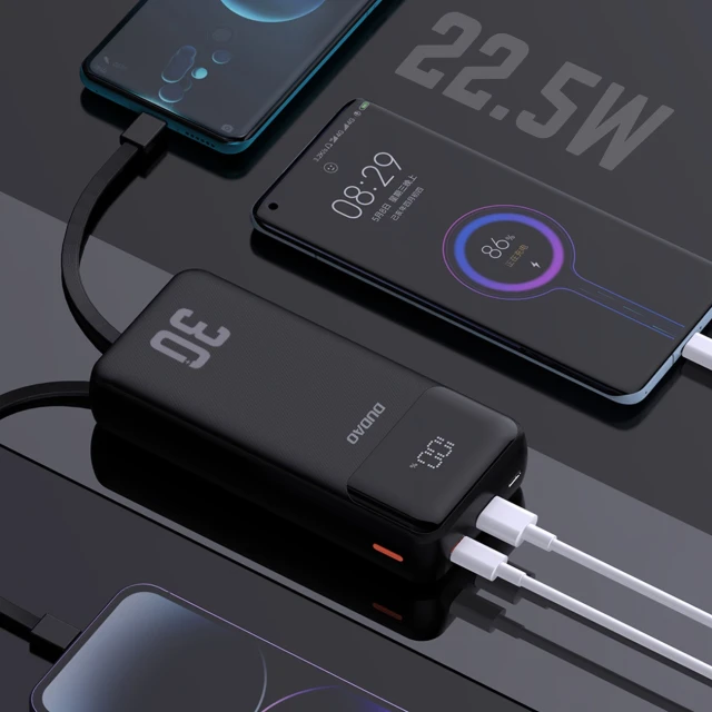 Powerbank Dudao K15MAX 30000mAh PD 22.5W з вбудованими кабелями Black (K15MAX-B)