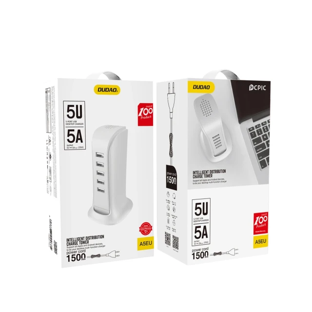 Зарядний пристрій Dudao 5x USB EU White (A5_EU)