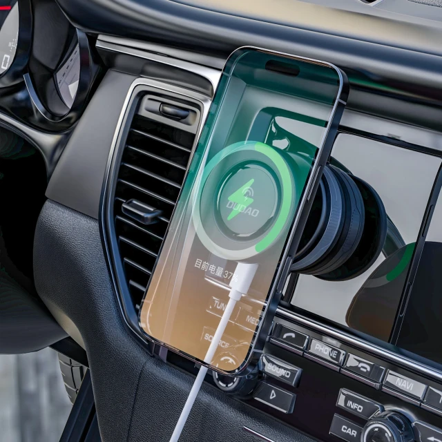 Автотримач Dudao F24MAX з бездротовою зарядкою 15W сумісний з MagSafe з автоматичною присоскою чорний (6977196682829)