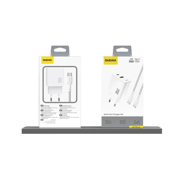 Мережевий зарядний пристрій Dudao A27 Max 35W GaN White (A27MAX_White)