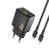 Мережевий зарядний пристрій Dudao A27MaxCEU PD QC 35W USB-A USB-C з кабелем USB-C Чорний (6977196682928)