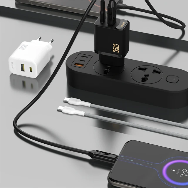 Мережевий зарядний пристрій Dudao A27MaxCEU PD QC 35W USB-A USB-C з кабелем USB-C Чорний (6977196682928)
