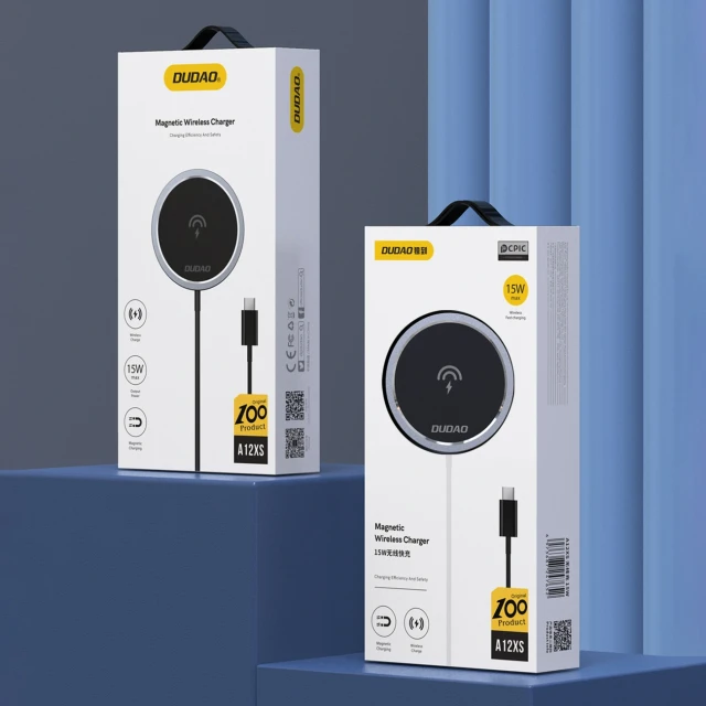 Бездротова зарядка Dudao A12XS 15W Black with MagSafe (6977196682935)