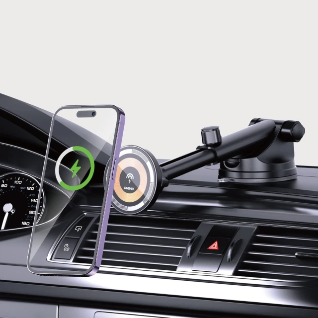 Автотримач Dudao F12MAX+ з бездротовою зарядкою 15W сумісний з MagSafe чорний (6977196683666)