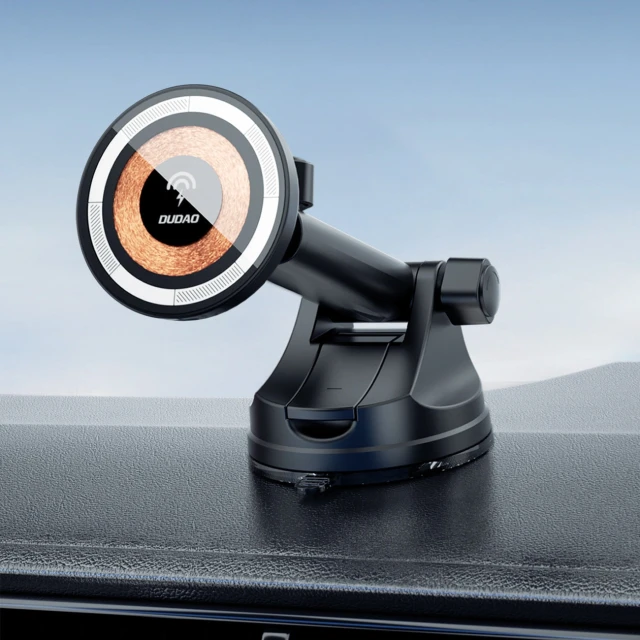 Автотримач Dudao F12MAX+ з бездротовою зарядкою 15W сумісний з MagSafe чорний (6977196683666)