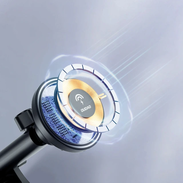 Автотримач Dudao F12MAX+ з бездротовою зарядкою 15W сумісний з MagSafe чорний (6977196683666)