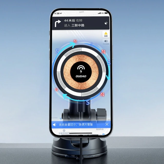 Автотримач Dudao F12MAX+ з бездротовою зарядкою 15W сумісний з MagSafe чорний (6977196683666)