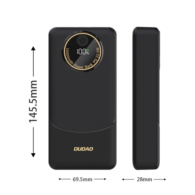 Powerbank Dudao K12Pro 22,5W PD 20000mAh USB-A, USB-C Чорний (6977196683895)