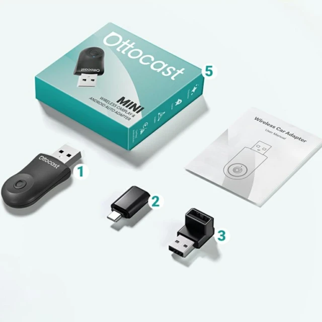 Автотримач Ottocast CA505-T Mini CarPlay Bluetooth Black (CA505-T MINI)