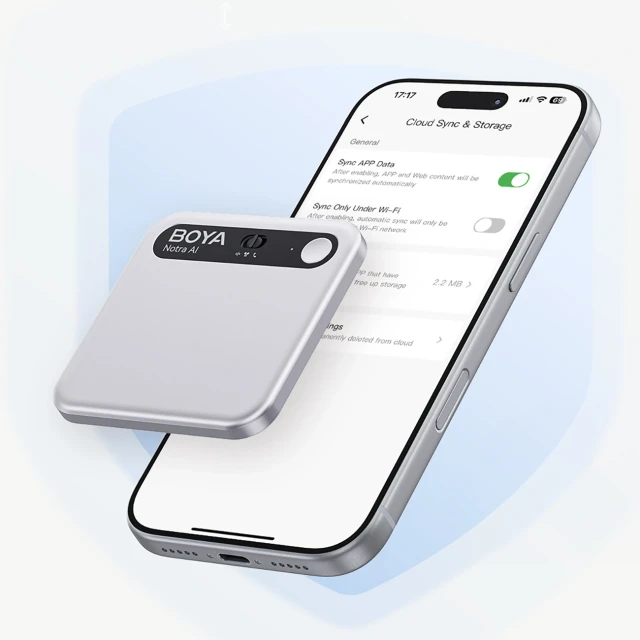 Диктофон BOYA Notra з AI транскрипцією Silver
