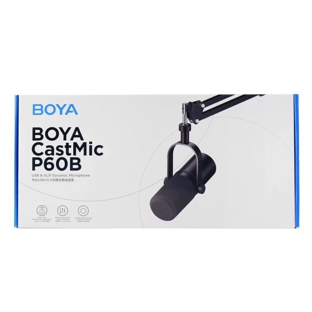 Мікрофон студійний BOYA CastMic P60B з рамкою дротовий USB XLR (6977490712451)